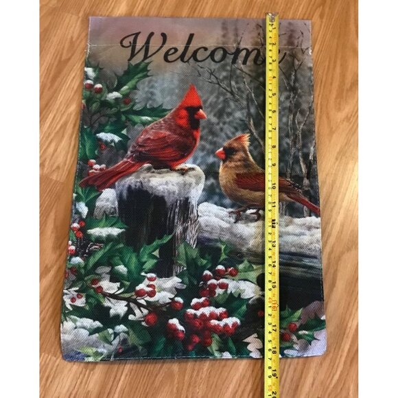 Cardinal Birds Welcome Garden Flag 12"x18" Outdoor Decor Holiday Yard Banner - Picture 5 of 6